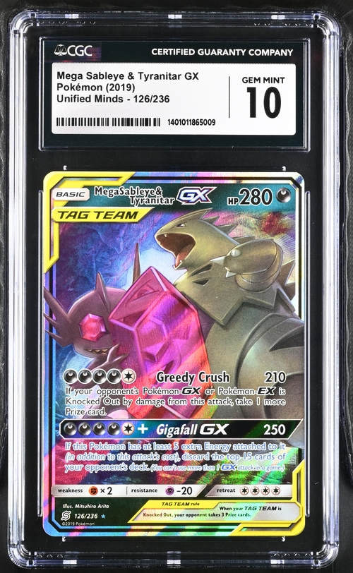 Mega Sableye & Tyranitar GX Pokémon (2019) Unified Minds - 126/236 - CGC 10