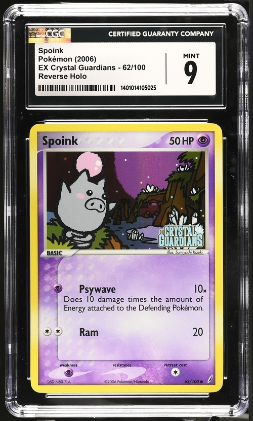 Spoink Pokémon (2006) EX Crystal Guardians - 62/100 Reverse Holo - CGC 9