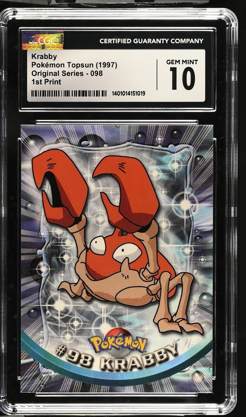 Krabby Pokémon Topsun (1997) Original Series - 098 1st Print - CGC 10 (Labeling Error)