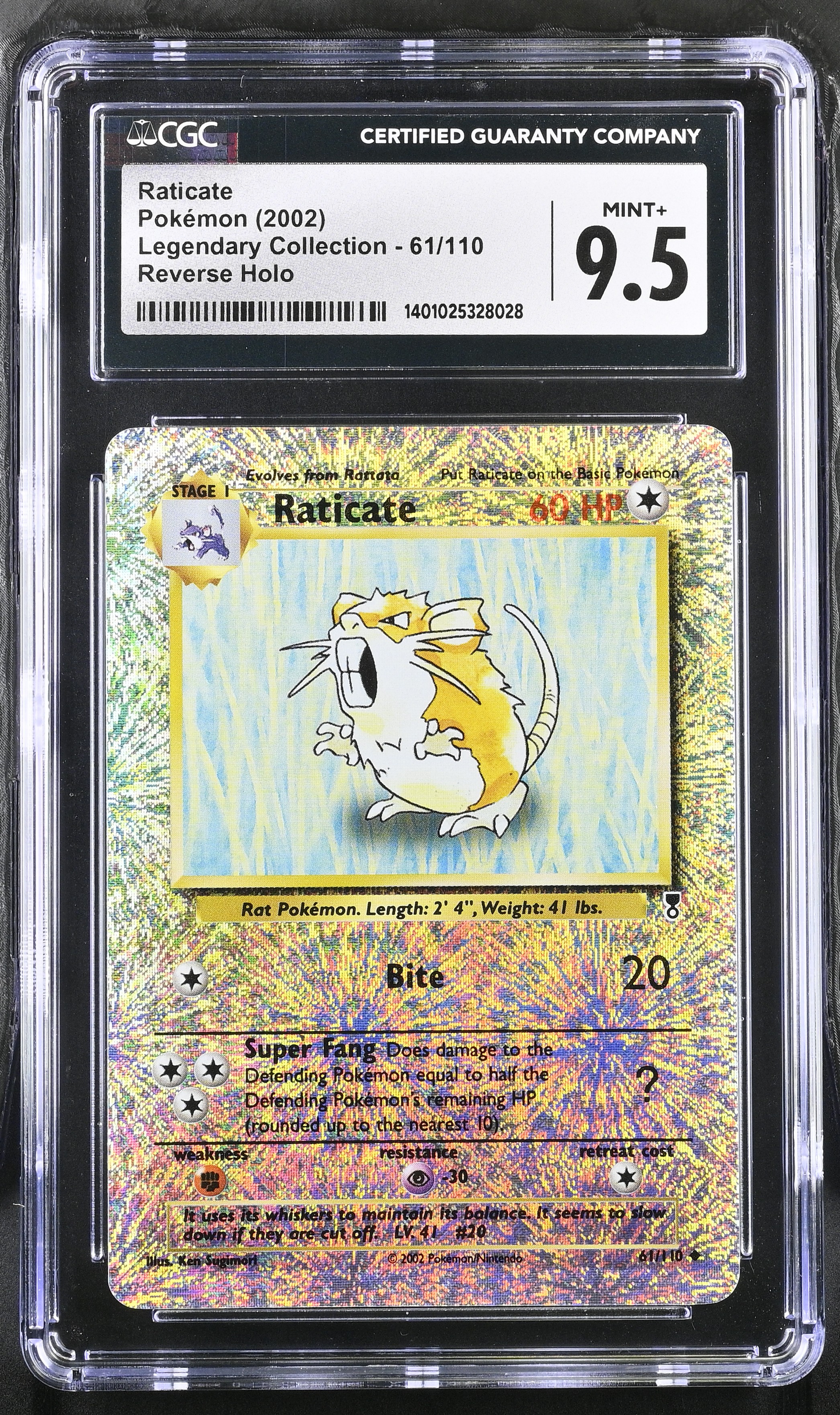 Raticate Pokémon (2002) Legendary Collection - 61/110 Reverse Holo - CGC 9.5