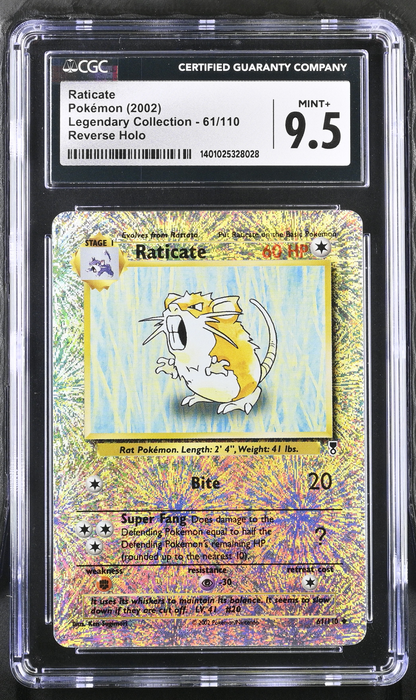 Raticate Pokémon (2002) Legendary Collection - 61/110 Reverse Holo - CGC 9.5